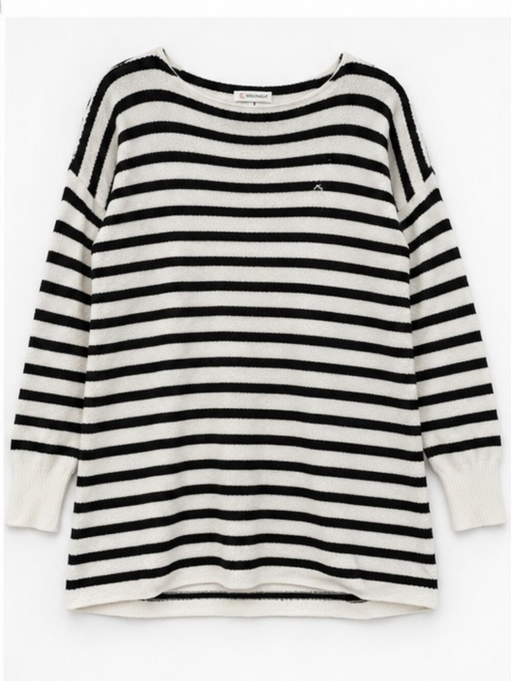Kirundo Black & White Striped Longline Sweater Size Large